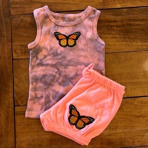 Orange Marble Tie Dye Set with Butterfly Patch